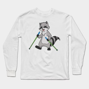 Nordic Walking Comic Waschbär Long Sleeve T-Shirt